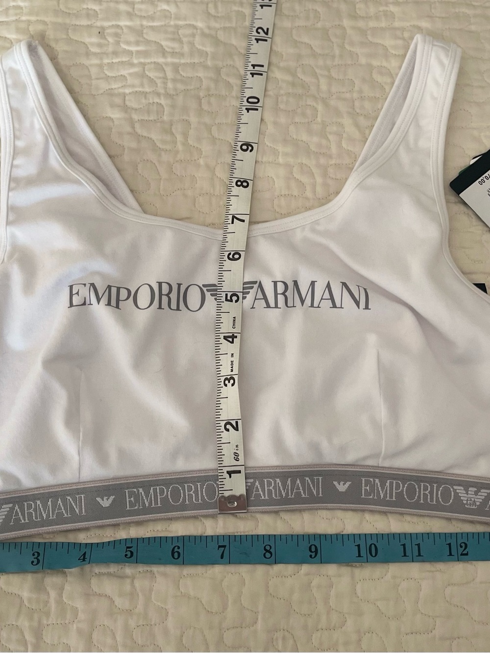 New with tags Emporio Armani Iconic Zero Gravity Bralette in White, size XL. - Picture 9 of 10